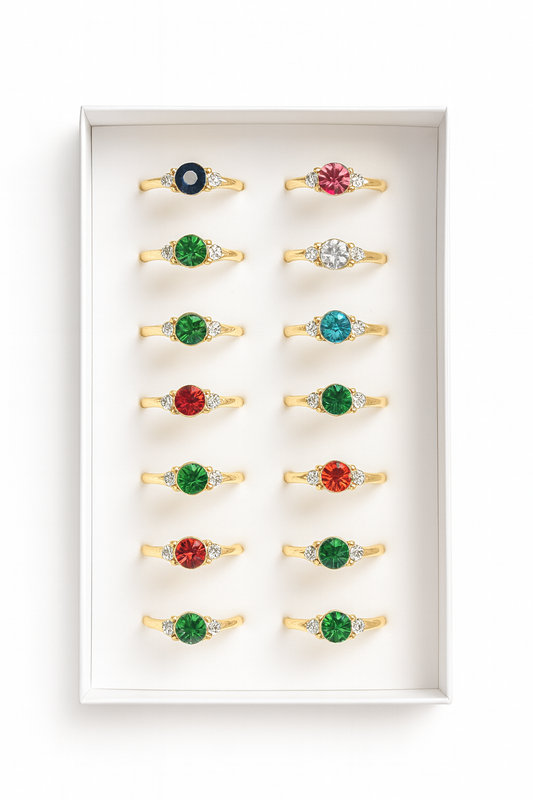 Gold-Plated Multicolour Finger Rings for Women & Girls